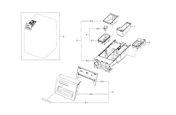 Drawer Diagram and Parts List for XAA-0007 Samsung Washer