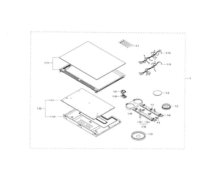 Cooktop Assy Diagram and Parts List for AA-0000 Samsung Range