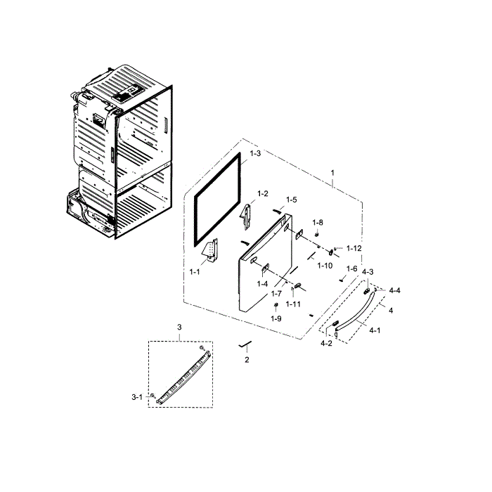 Freezer Door Diagram and Parts List for AA-01 Samsung Refrigerator