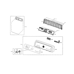 Control Panel Diagram and Parts List for DV5471AGP XAA-02 Samsung Dryer