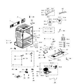 Cabinet Diagram and Parts List for AA-08 Samsung Refrigerator