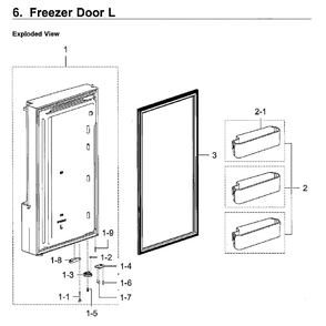 Freezer Door L Diagram and Parts List for AA-01 Samsung Refrigerator