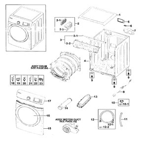 Main Assembly Diagram and Parts List for DV511AER XAA-01 Samsung Dryer