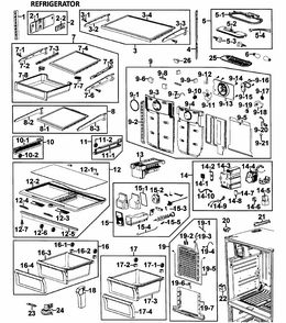 Refrigerator Diagram and Parts List for XAA-0000 Samsung Refrigerator