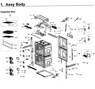 Body Diagram and Parts List for AA-0000 Samsung Wall Oven