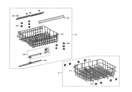 Basket Assembly Diagram and Parts List for AA-00 Samsung Dishwasher