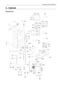 Cabinet Diagram and Parts List for AA-14 Samsung Refrigerator