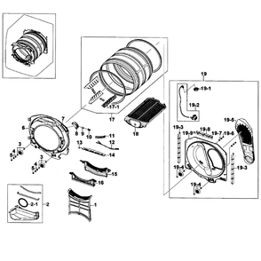 Drum Assembly Diagram and Parts List for DV520AGP XAA-02 Samsung Dryer