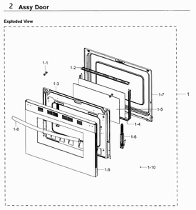 Door Diagram and Parts List for AA-0000 Samsung Range