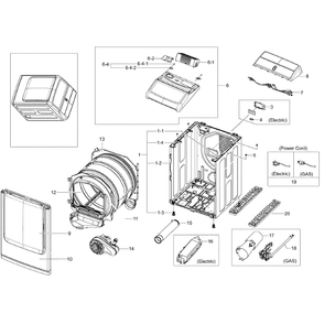 Main Diagram and Parts List for DV50K8600GV A3-01 Samsung Dryer
