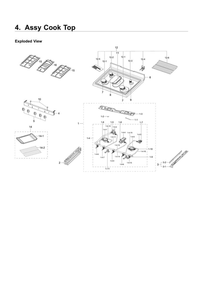 Cooktop Assembly Diagram and Parts List for AA-03 Samsung Range