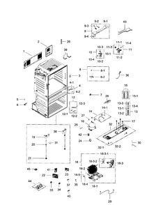 Cabinet Diagram and Parts List for AA-0009 Samsung Refrigerator