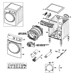 Main Assembly Diagram and Parts List for DV520AGP XAA-02 Samsung Dryer