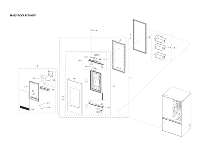 Right Refrigerator Door Parts Diagram and Parts List for AA-00 Samsung Refrigerator