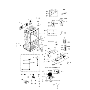 Cabinet Diagram and Parts List for AA-10 Samsung Refrigerator