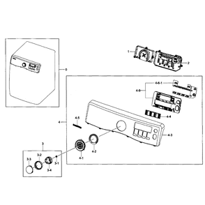 Control Panel Diagram and Parts List for DV431AEP XAA-01 Samsung Dryer