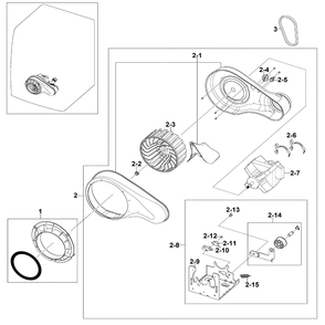 Motor Duct Diagram and Parts List for DV520AGP XAA-0004 Samsung Dryer