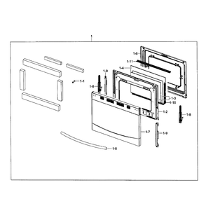 Door Assembly Diagram and Parts List for NX58F5300SS AA-00 Samsung Range