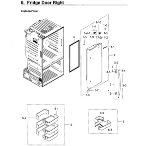 Fridge Right Door Diagram and Parts List for RF28HFEDBWW AA-08 Samsung Refrigerator
