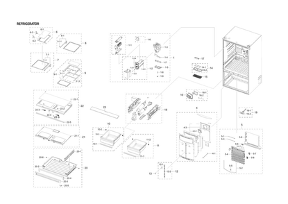 Refrigerator Parts Diagram and Parts List for AA-54 Samsung Refrigerator