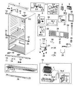 Cabinet Diagram and Parts List for XAA-0000 Samsung Refrigerator