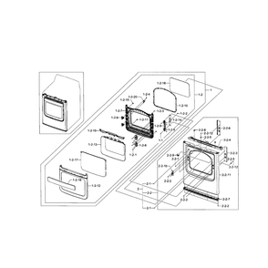 Front And Door Diagram and Parts List for DV5471AGP XAA-02 Samsung Dryer
