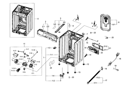Frame & Cover Parts Diagram and Parts List for A2-0000 Samsung Washer