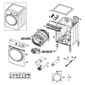 Main Assembly Diagram and Parts List for DV520AGP XAA-04 Samsung Dryer