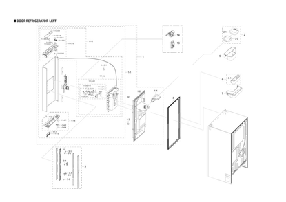 Left Refrigerator Door Parts Diagram and Parts List for AA-00 Samsung Refrigerator