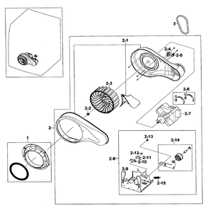 Motor Assembly Diagram and Parts List for DV520AEP XAA-01 Samsung Dryer