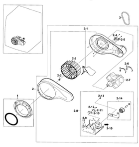 Motor Assy Diagram and Parts List for DV520AGP XAA-0002 Samsung Dryer