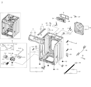 Frame & Cover Parts Diagram and Parts List for A2-0001 Samsung Washer