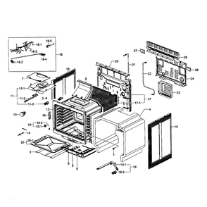 Cavity Assembly Diagram and Parts List for NX58F5300SS AA-00 Samsung Range