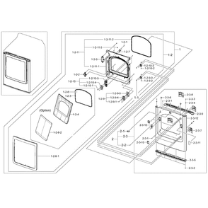 Frame Front And Door Diagram and Parts List for DV50K8600GV A3-01 Samsung Dryer