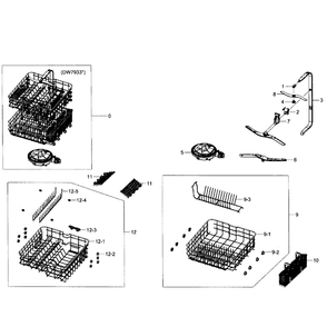 Wash Assembly Diagram and Parts List for AA-01 Samsung Dishwasher