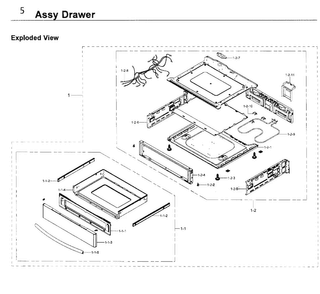 Drawer Diagram and Parts List for AA-0000 Samsung Range