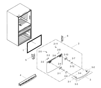 Freezer Door Diagram and Parts List for AA-0009 Samsung Refrigerator