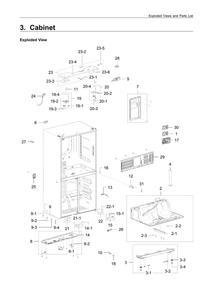 Cabinet Parts Diagram and Parts List for AA-01 Samsung Refrigerator