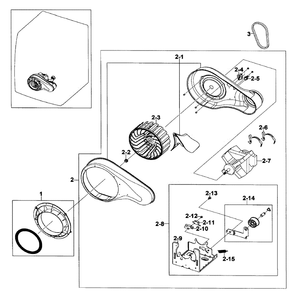 Motor Assembly Diagram and Parts List for DV520AGP XAA-04 Samsung Dryer