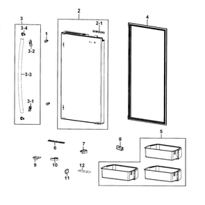 Refrigerator Door R Diagram and Parts List for XAA-0001 Samsung Refrigerator