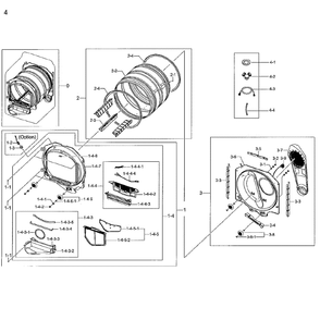 Drum Diagram and Parts List for A2-02 Samsung Dryer