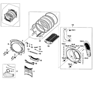 Drum Assy Diagram and Parts List for DV520AGP XAA-0002 Samsung Dryer