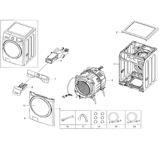 Main Diagram and Parts List for A2-0001 Samsung Washer