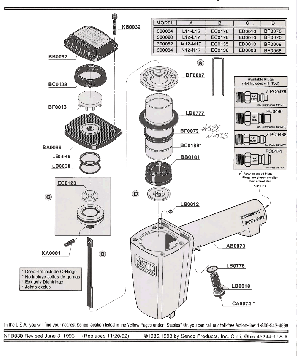 Diagram 3 Diagram and Parts List for 300084N Senco Nailer