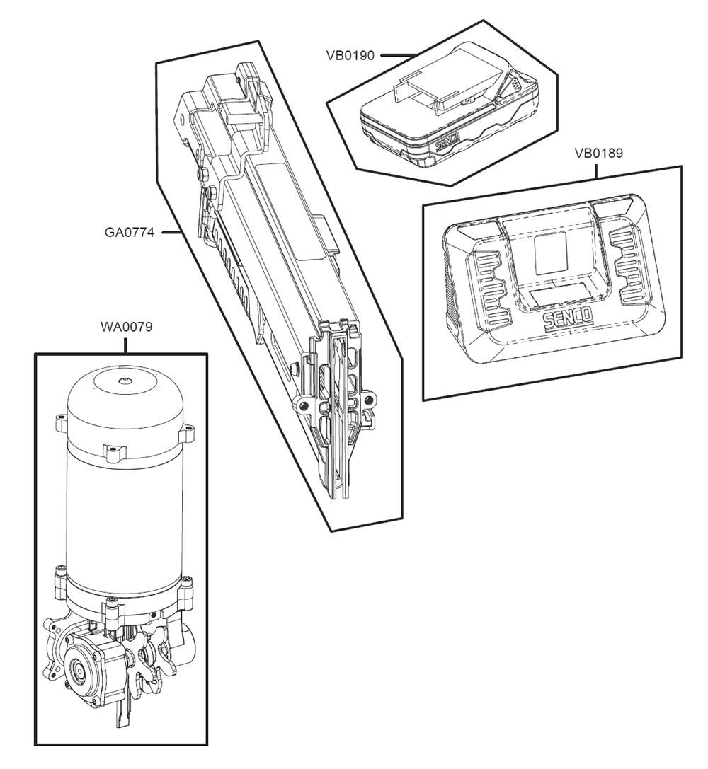 Fig-1 Diagram and Parts List for 10H0001N Senco Nailer