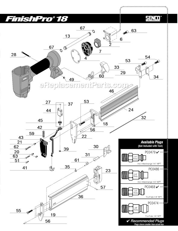 Page B Diagram and Parts List for  Senco Nailer
