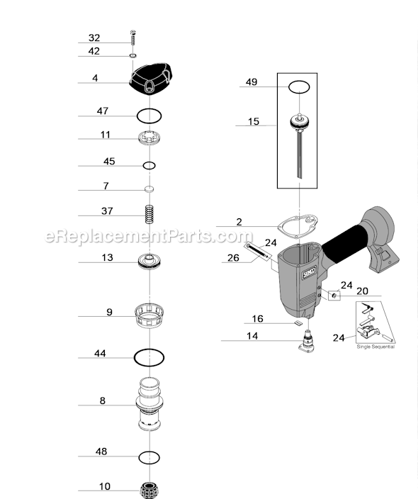 Page A Diagram and Parts List for  Senco Nailer