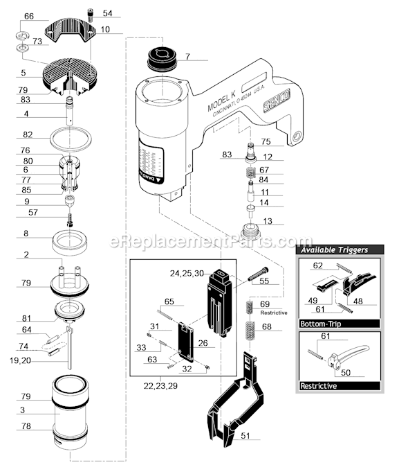 Page A Diagram and Parts List for KG4450-1 1/4 Senco