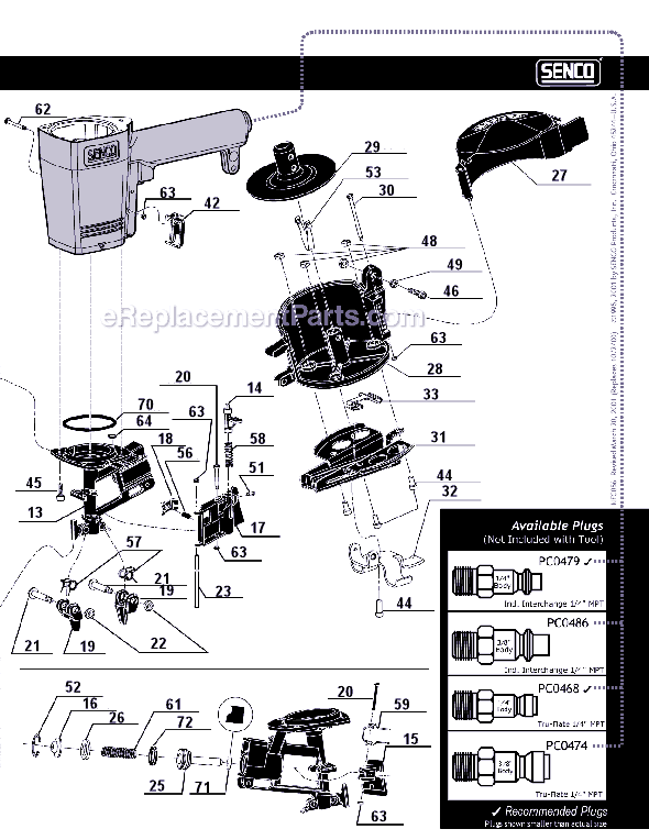 Page B Diagram and Parts List for  Senco Nailer