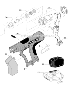 Part Location Diagram of VA0034 Senco Trigger Assembly